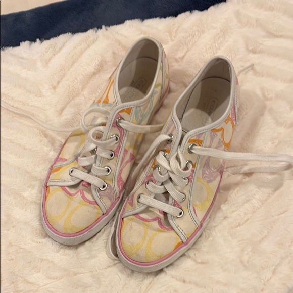 Coach Shoes - Coach White and Pink Low-Top Sneakers